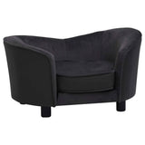 Dog Sofa Black 69x49x40 cm Plush and Faux Leather - Front View
