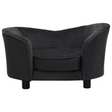 Dog Sofa Black 69x49x40 cm Plush and Faux Leather - Side View