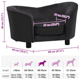 Dog Sofa Black 69x49x40 cm Plush and Faux Leather - Extra Image