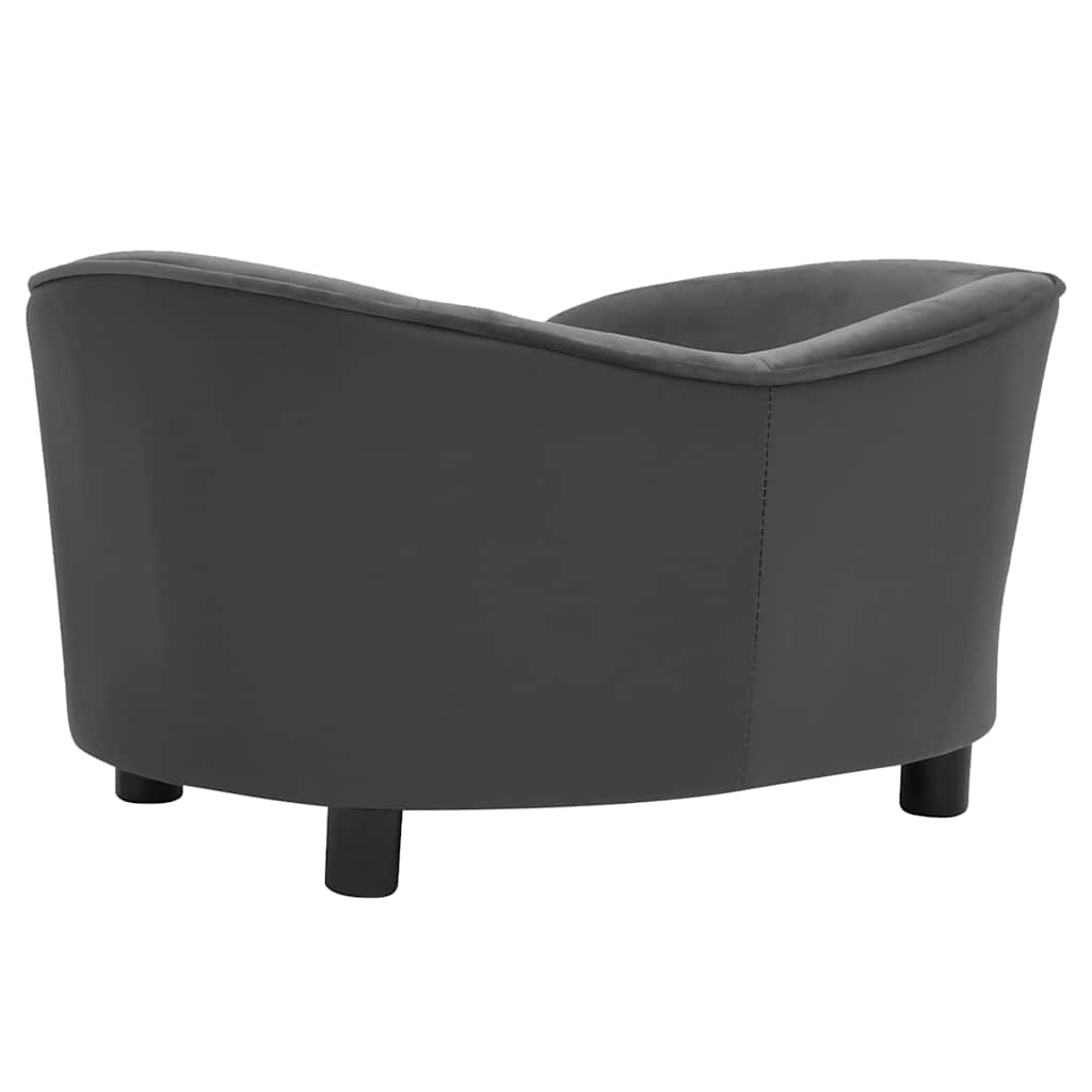 Dog Sofa Dark Grey 69x49x40 cm Plush and Faux Leather