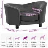Dog Sofa Dark Grey 69x49x40 cm Plush and Faux Leather