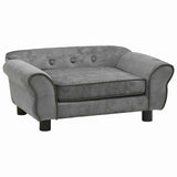 Dog Sofa Dark Grey 72x45x30 cm Plush - Front View