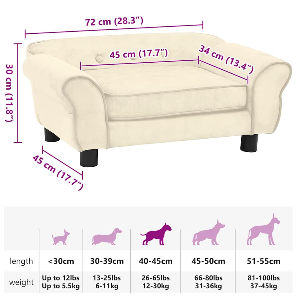 Dog Sofa Cream 72x45x30 cm Plush