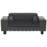 Dog Sofa Dark Grey 81x43x31 cm Plush and Faux Leather - Front View