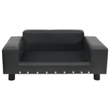 Dog Sofa Dark Grey 81x43x31 cm Plush and Faux Leather - Top-Down View
