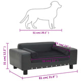 Dog Sofa Dark Grey 81x43x31 cm Plush and Faux Leather - Low Angle