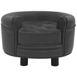 Dog Sofa Dark Grey 48x48x32 cm Plush and Faux Leather - Front View