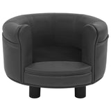 Dog Sofa Dark Grey 48x48x32 cm Plush and Faux Leather - 45-Degree Angle