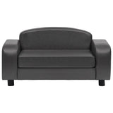 Dog Sofa Dark Grey 80x50x40 cm Faux Leather - Side View