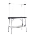 Adjustable Dog Grooming Table with 2 Loops and Basket