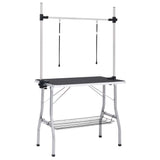 Adjustable Dog Grooming Table with 2 Loops and Basket - Front View