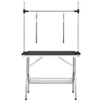 Adjustable Dog Grooming Table with 2 Loops and Basket