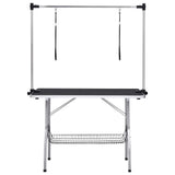 Adjustable Dog Grooming Table with 2 Loops and Basket