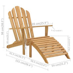 Adirondack Chair with Footrest Solid Wood Teak