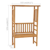 Garden Bench with Pergola 115 cm Solid Wood Teak - Rear View