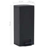 Dustbin with Pedal Anti-fingerprint 30L Black Stainless Steel - Extra Image