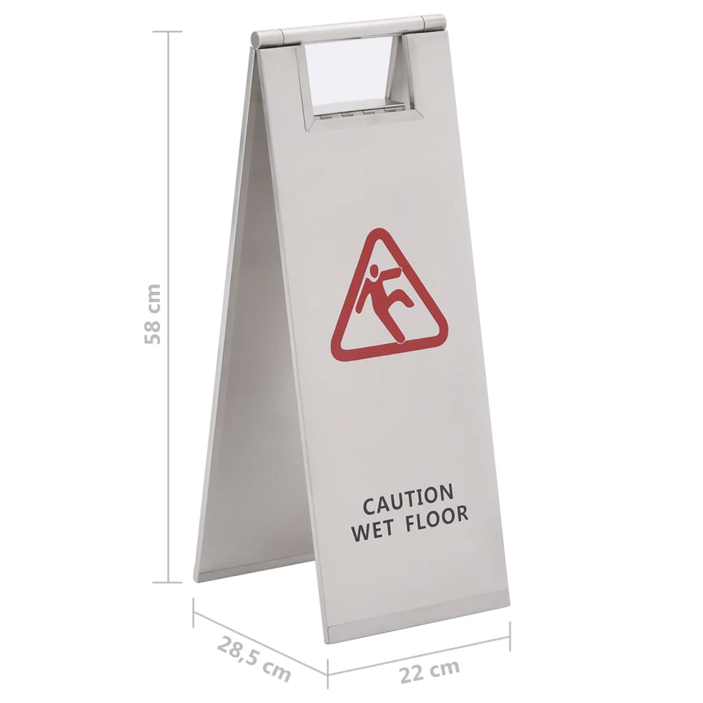 Folding Wet Floor Sign Stainless Steel