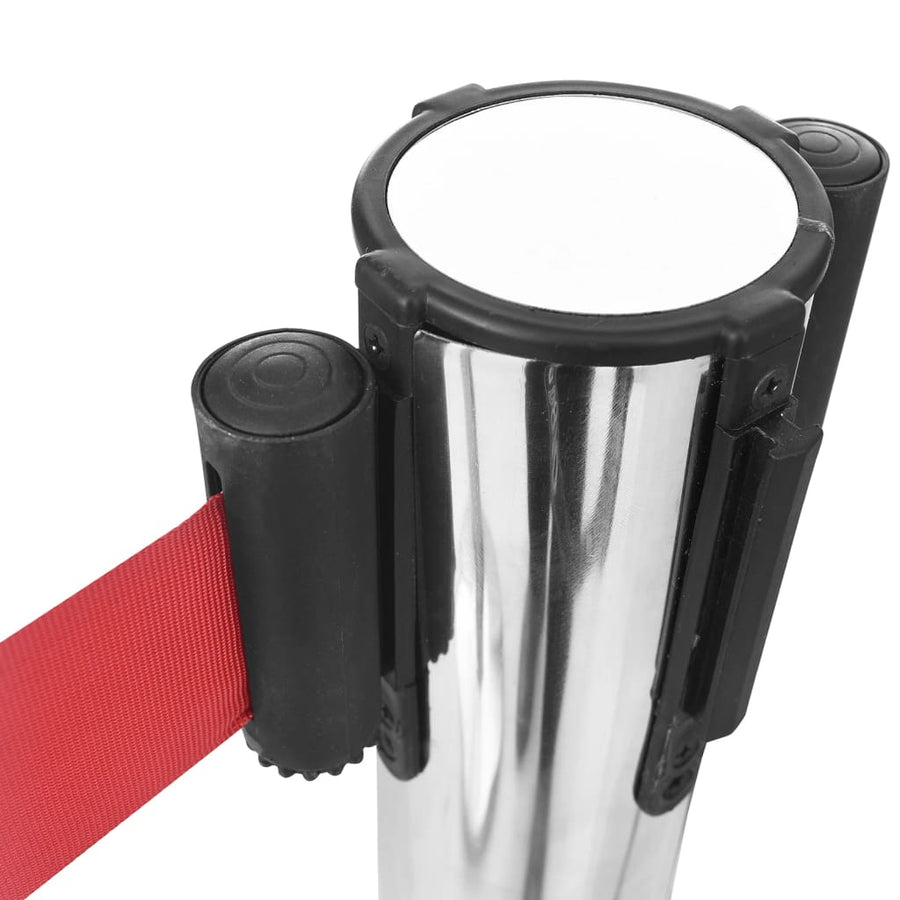 Stanchions with Belts 4 pcs Airport Barrier Silver