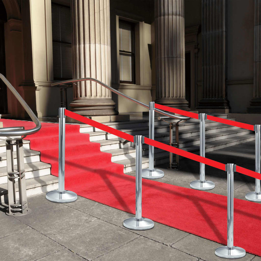 Stanchions with Belts 4 pcs Airport Barrier Silver