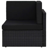 5 Piece Garden Lounge Set with Cushions Black Poly Rattan