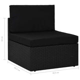 5 Piece Garden Lounge Set with Cushions Black Poly Rattan - Low Angle
