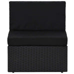 6 Piece Garden Lounge Set with Cushions Black Poly Rattan