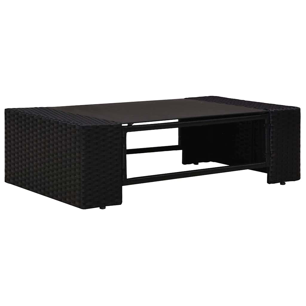 6 Piece Garden Lounge Set with Cushions Black Poly Rattan
