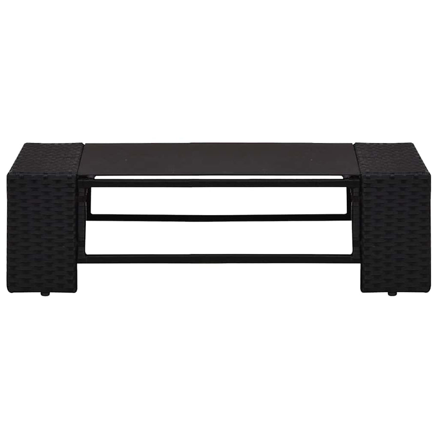6 Piece Garden Lounge Set with Cushions Black Poly Rattan