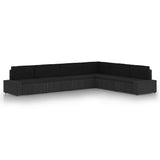 6 Piece Garden Lounge Set with Cushions Black Poly Rattan