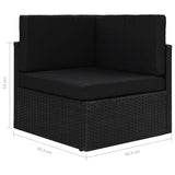 6 Piece Garden Lounge Set with Cushions Black Poly Rattan