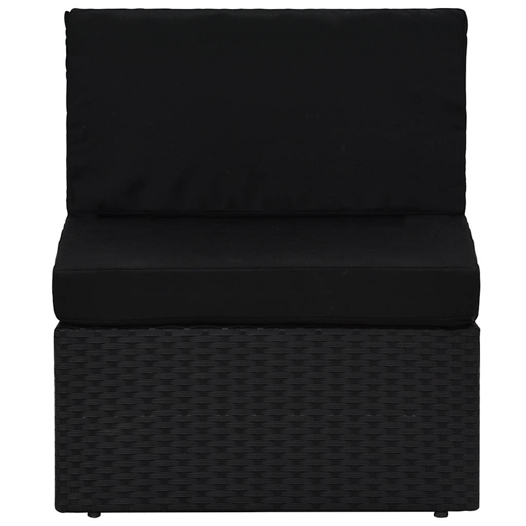 6 Piece Garden Lounge Set with Cushions Black Poly Rattan