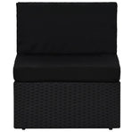 6 Piece Garden Lounge Set with Cushions Black Poly Rattan