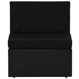 6 Piece Garden Lounge Set with Cushions Black Poly Rattan - Side View