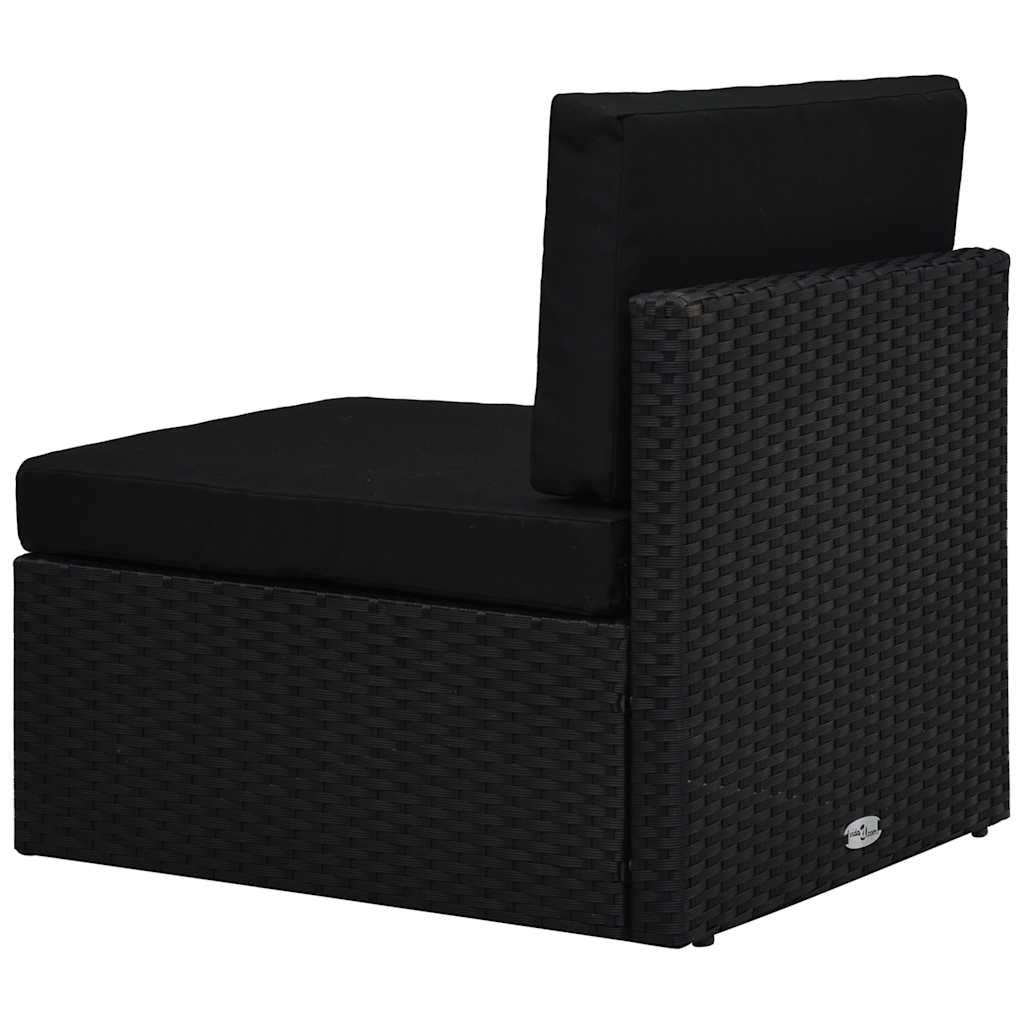 6 Piece Garden Lounge Set with Cushions Black Poly Rattan