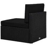 6 Piece Garden Lounge Set with Cushions Black Poly Rattan