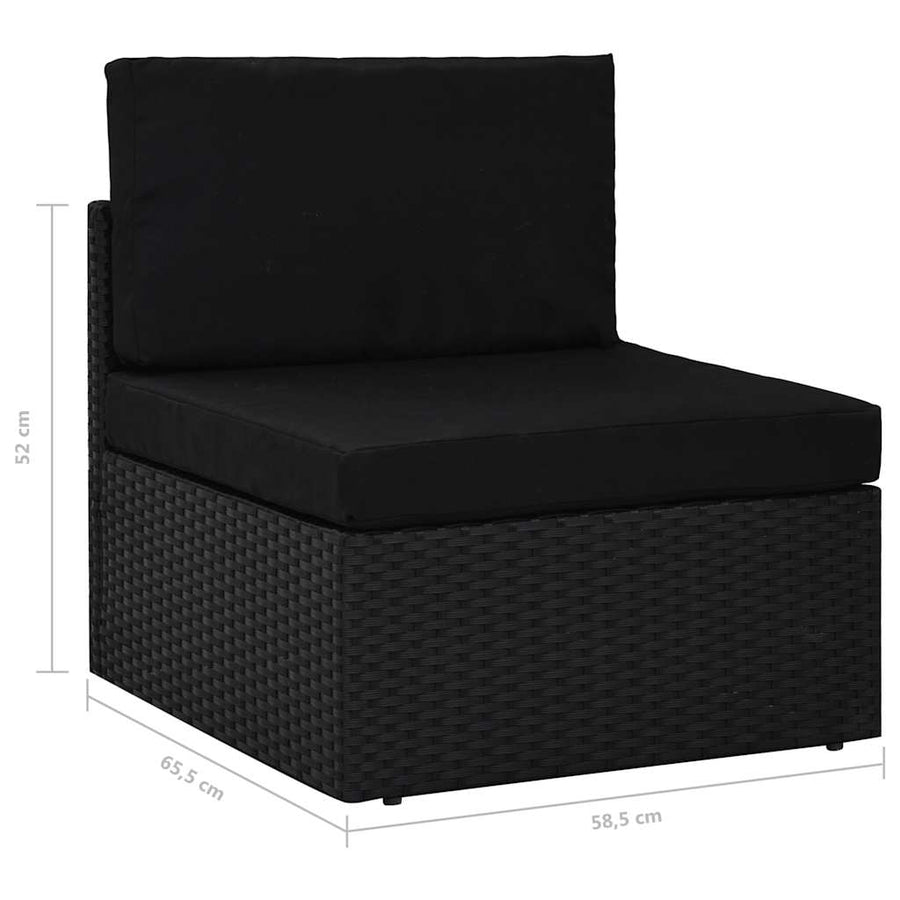 6 Piece Garden Lounge Set with Cushions Black Poly Rattan