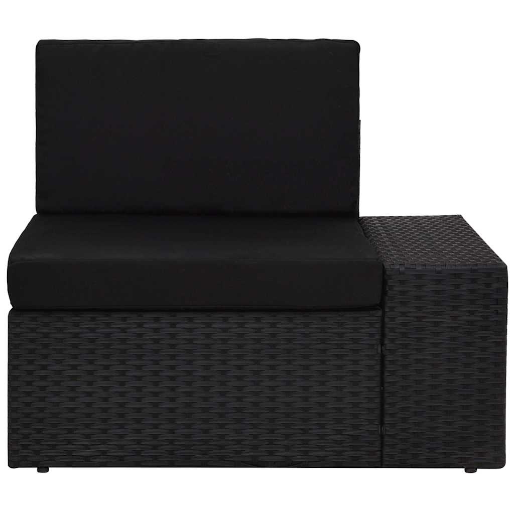 5 Piece Garden Lounge Set with Cushions Black Poly Rattan