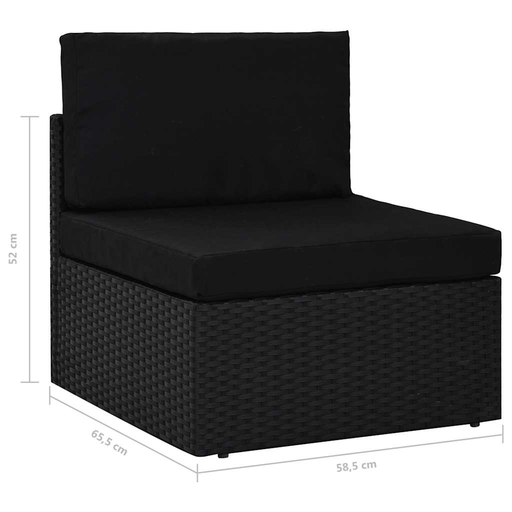 5 Piece Garden Lounge Set with Cushions Black Poly Rattan