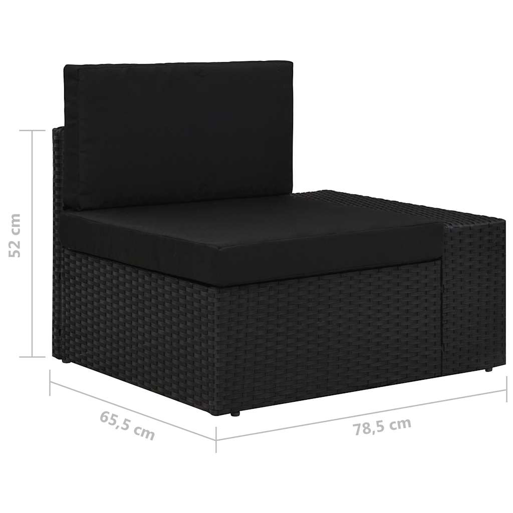 5 Piece Garden Lounge Set with Cushions Black Poly Rattan