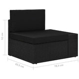 5 Piece Garden Lounge Set with Cushions Black Poly Rattan