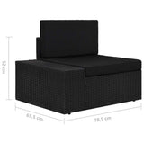 5 Piece Garden Lounge Set with Cushions Black Poly Rattan - Rear View