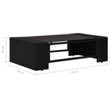 6 Piece Garden Lounge Set with Cushions Black Poly Rattan