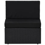 6 Piece Garden Lounge Set with Cushions Black Poly Rattan