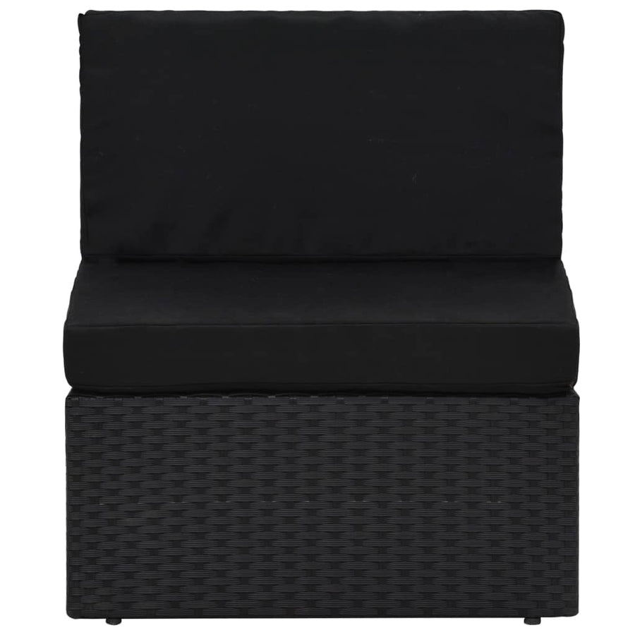6 Piece Garden Lounge Set with Cushions Black Poly Rattan