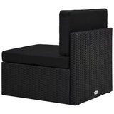 6 Piece Garden Lounge Set with Cushions Black Poly Rattan