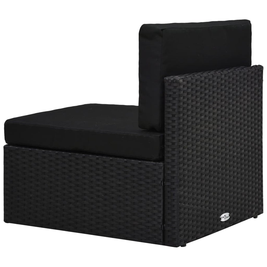 6 Piece Garden Lounge Set with Cushions Black Poly Rattan