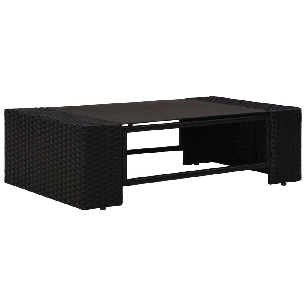 6 Piece Garden Lounge Set with Cushions Black Poly Rattan