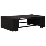 6 Piece Garden Lounge Set with Cushions Black Poly Rattan