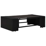 6 Piece Garden Lounge Set with Cushions Black Poly Rattan