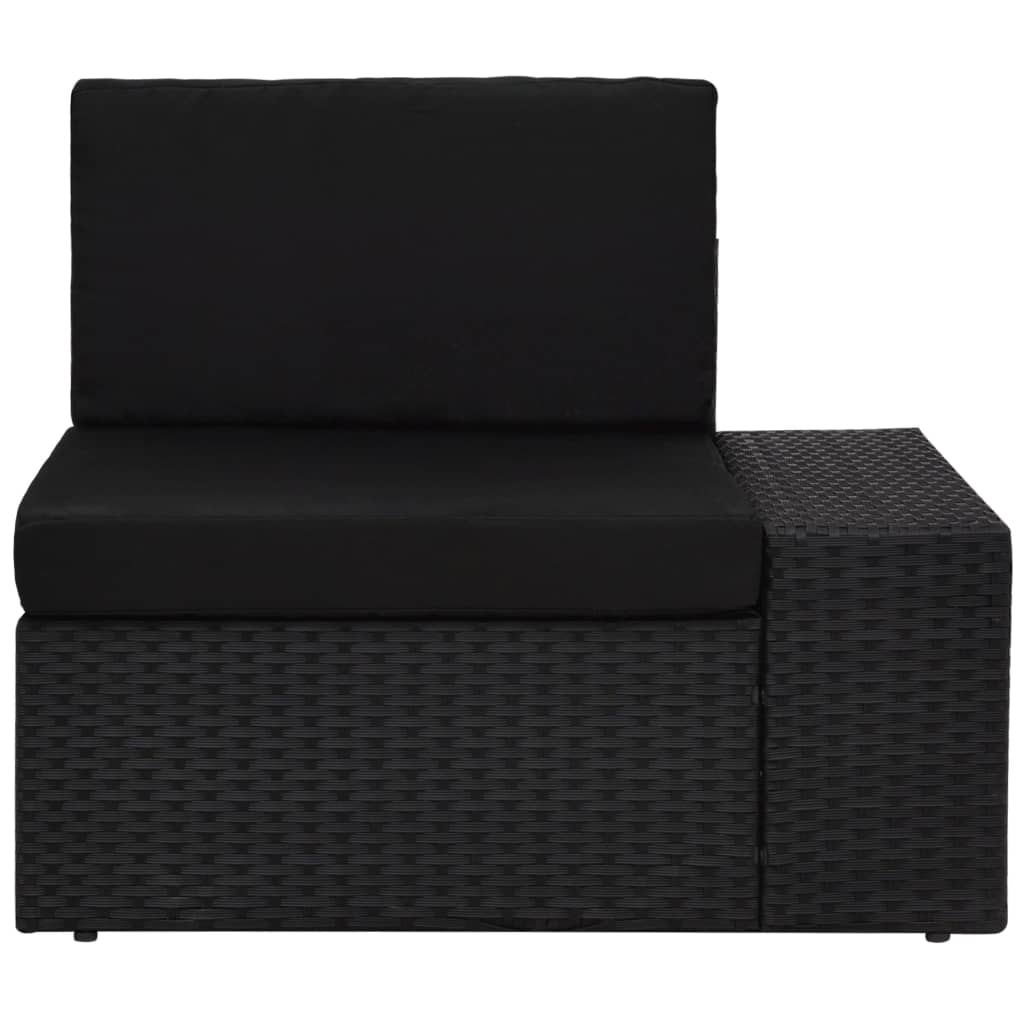 6 Piece Garden Lounge Set with Cushions Black Poly Rattan